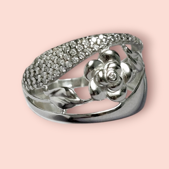 Silver ROSE🌹 ring size 7.5 - Picture 1 of 12